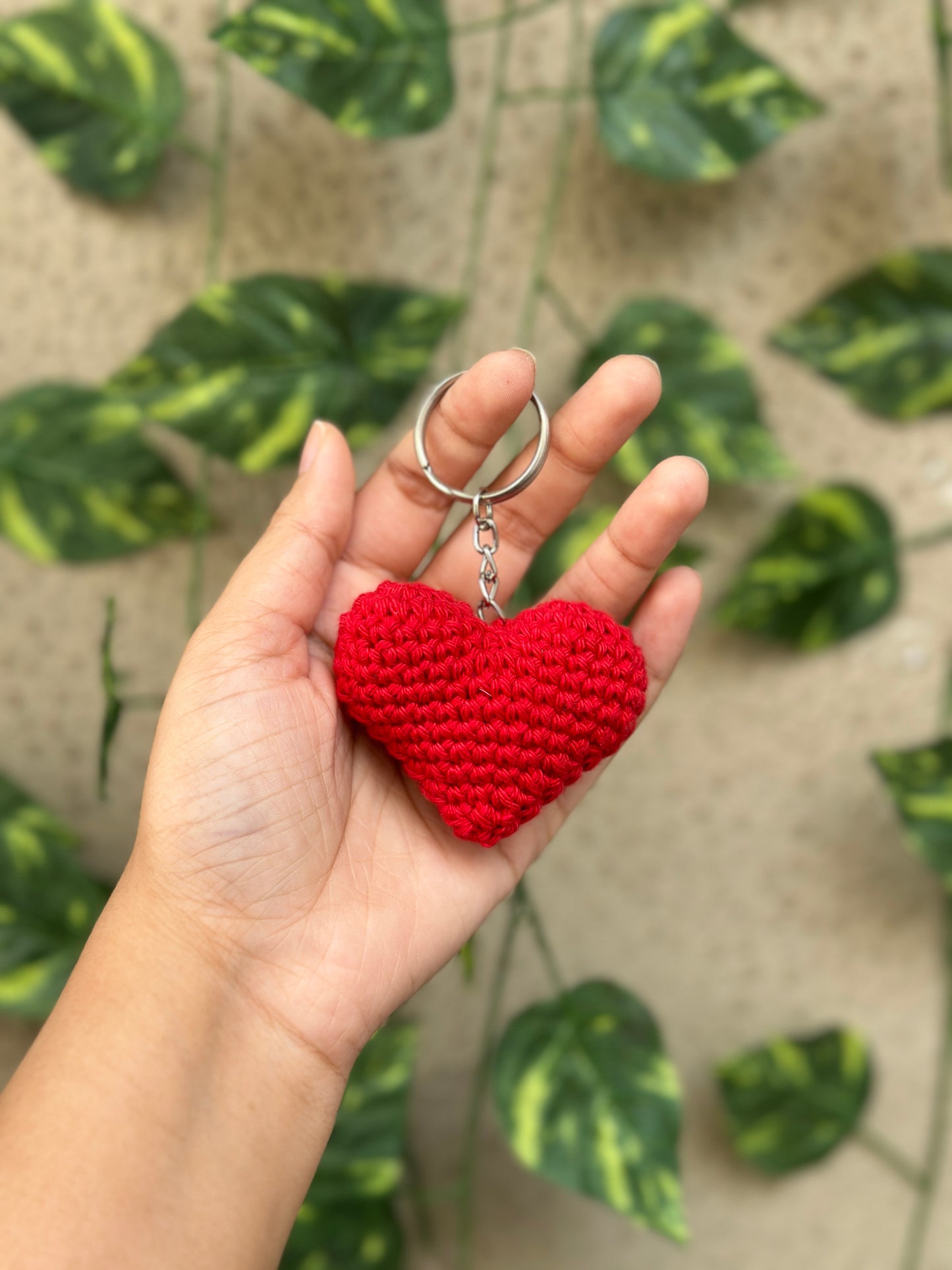 Crochet heart keychain