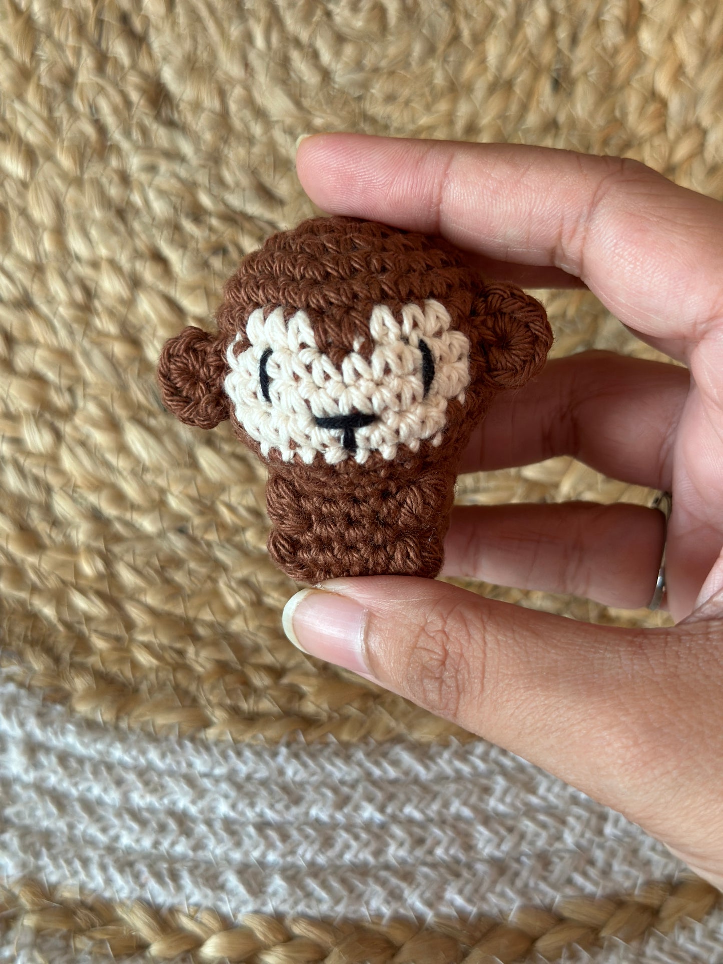 Keychain- monkey with leaf on head