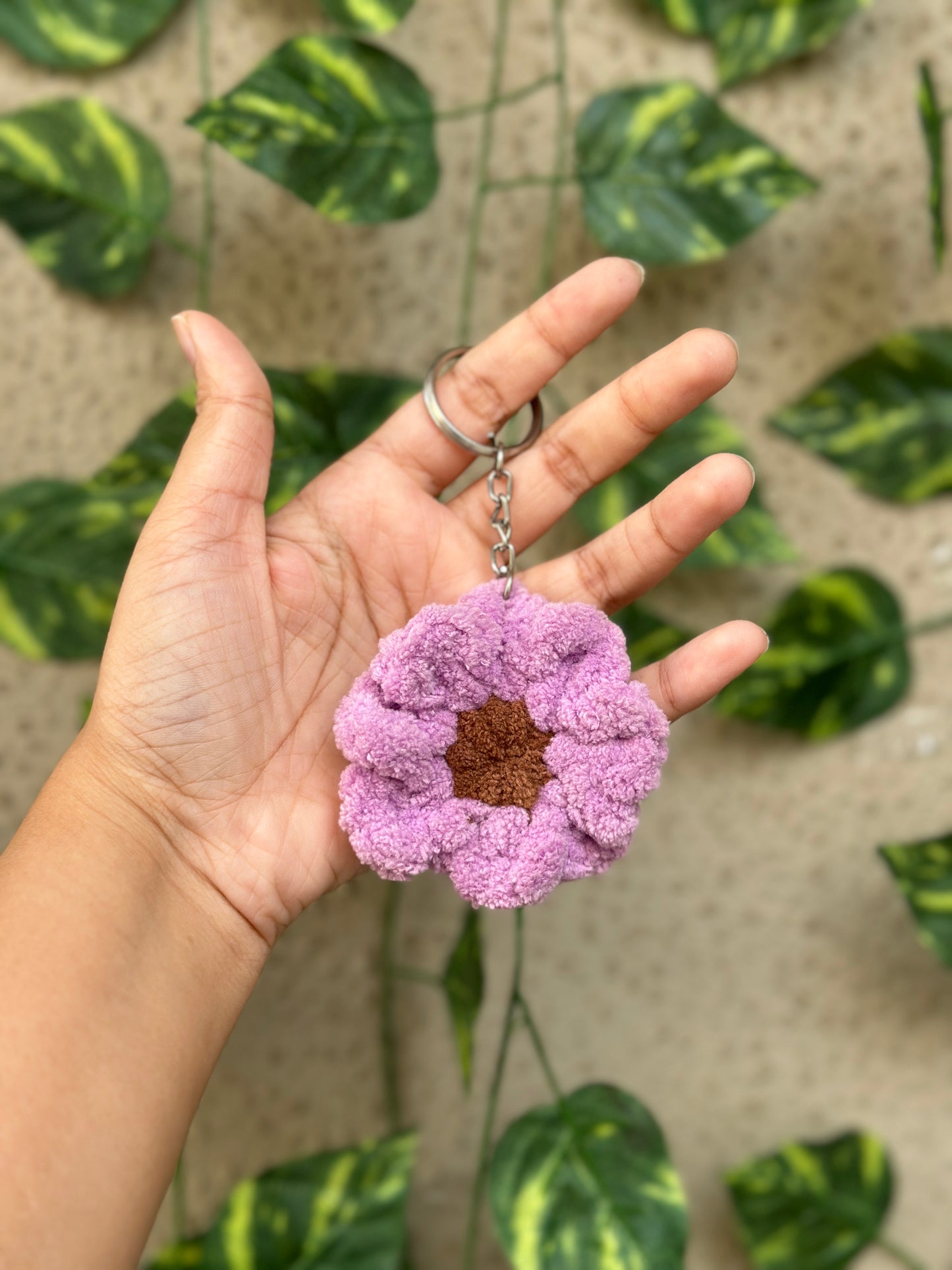 Crochet flower keychain