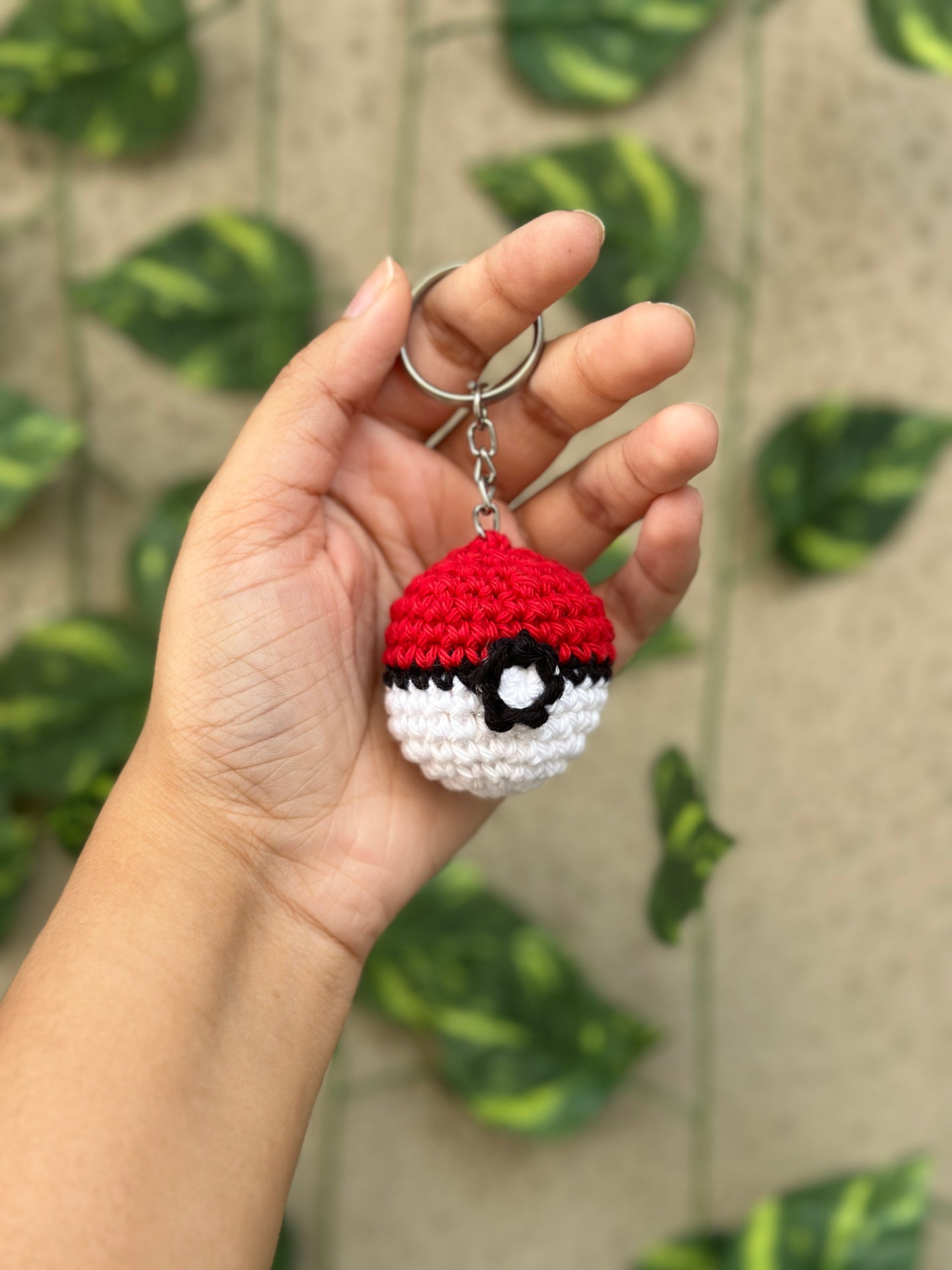 Crochet pokeball keychain