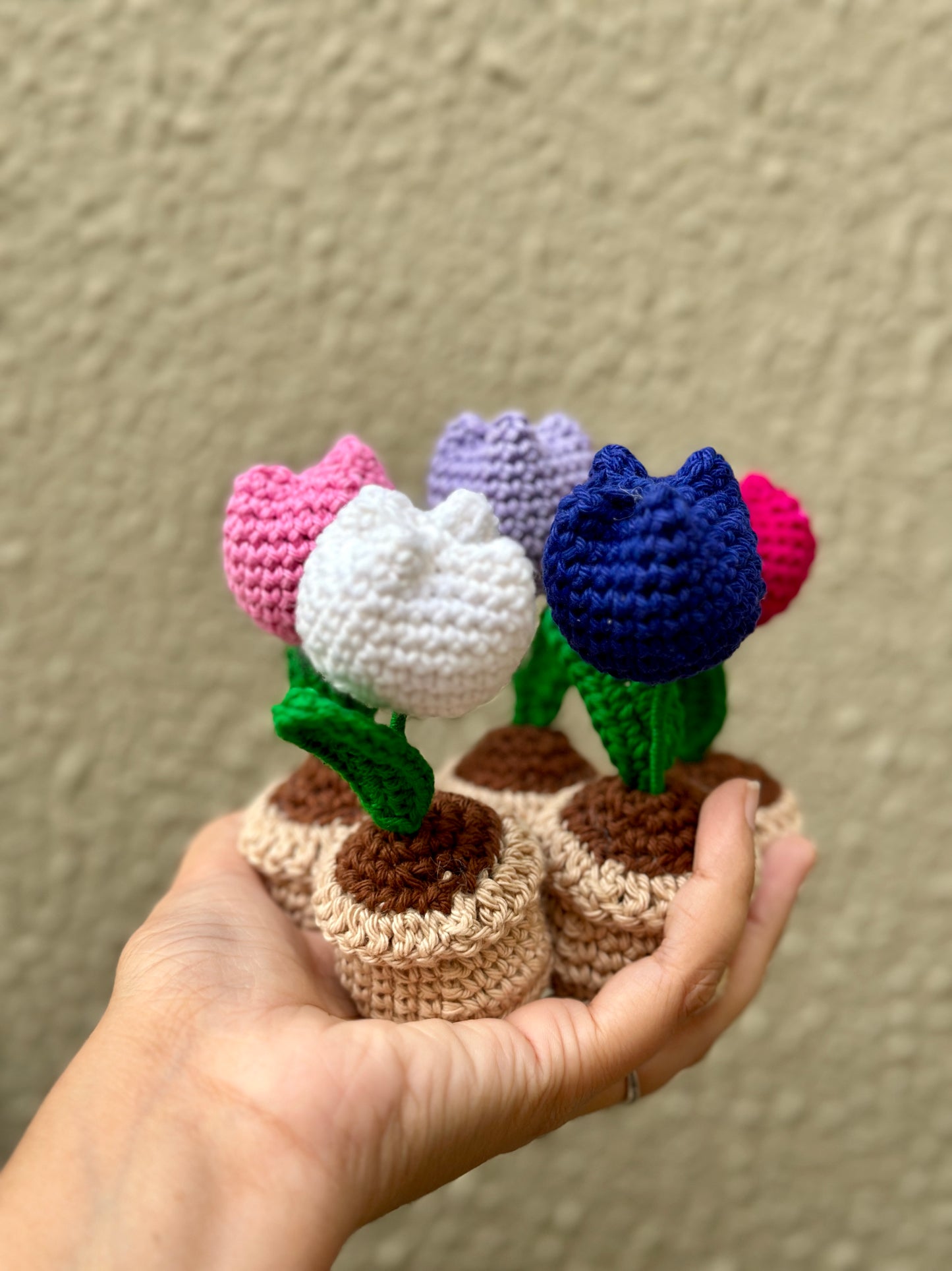 Crochet tulip flower pot