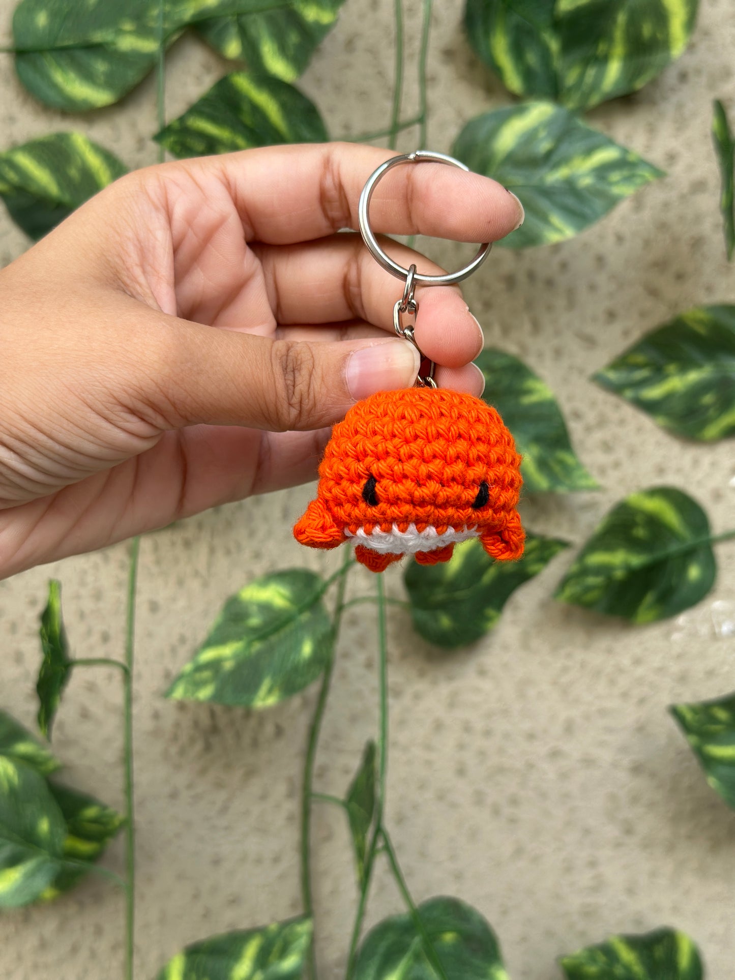 Crochet whale keychain