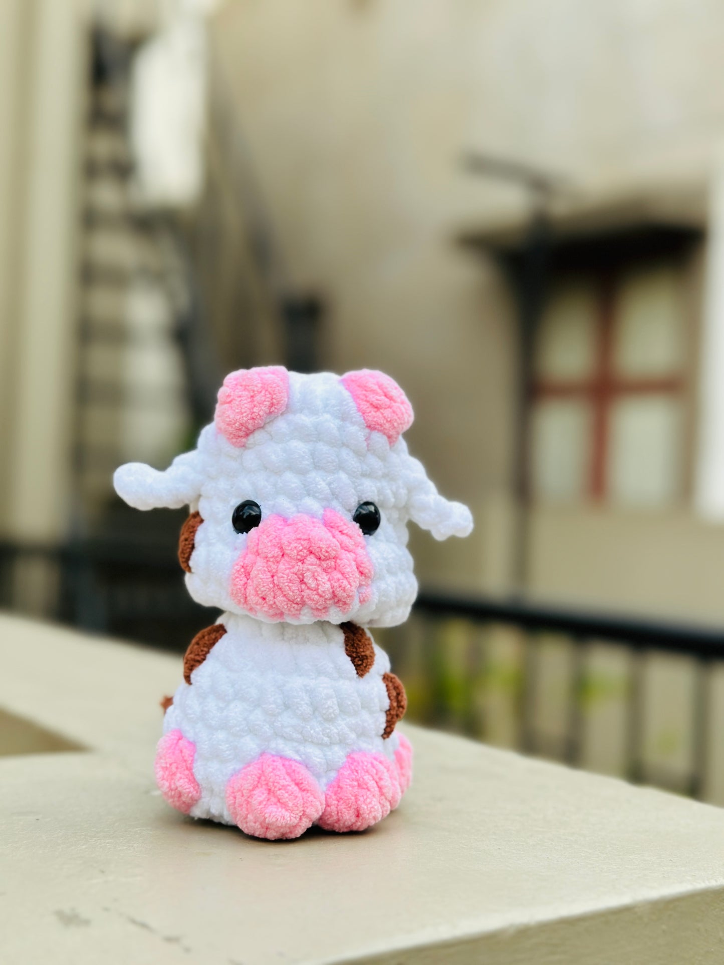 Crochet poppy cow