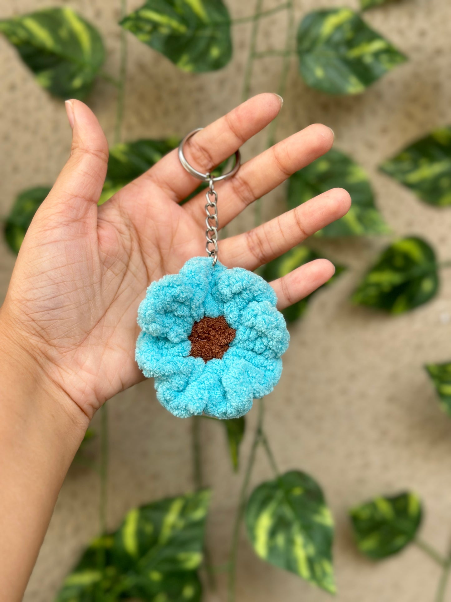 Crochet flower keychain