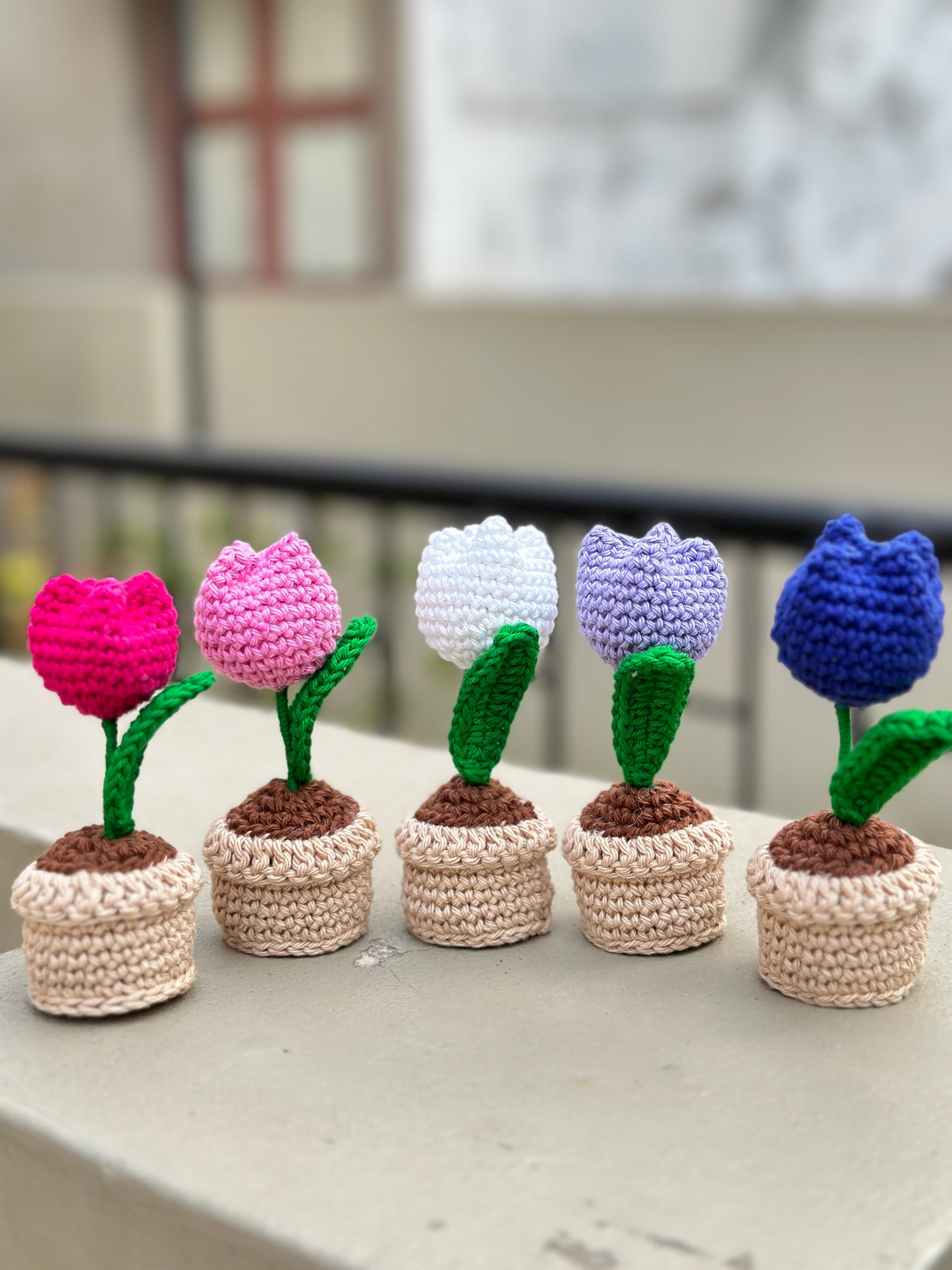 Crochet tulip flower pot