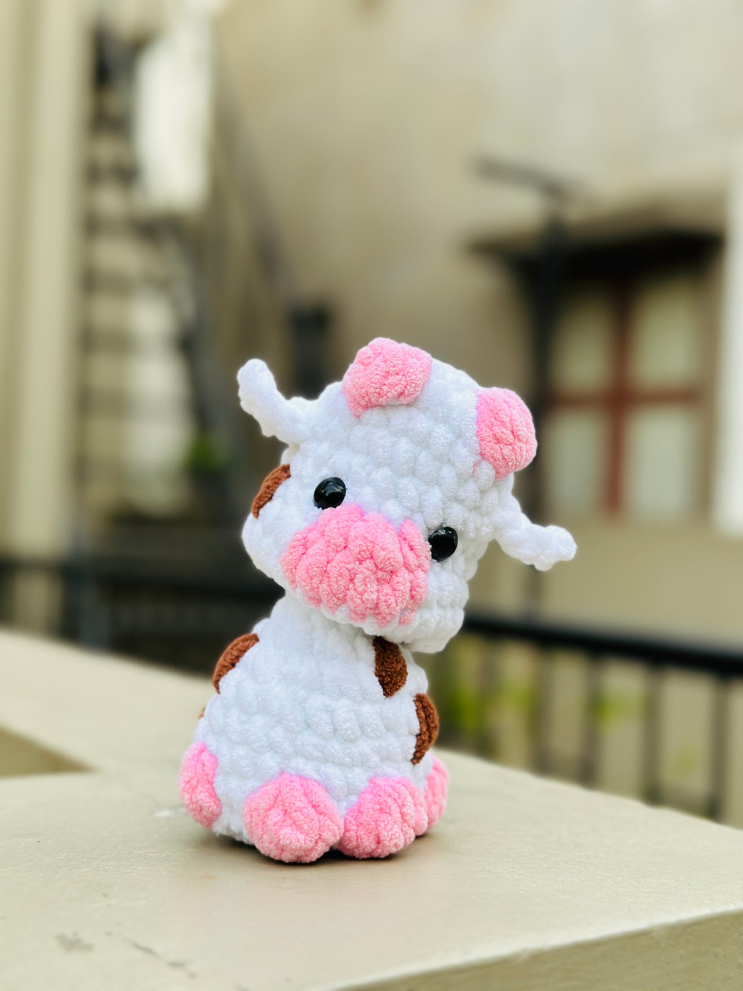 Crochet poppy cow