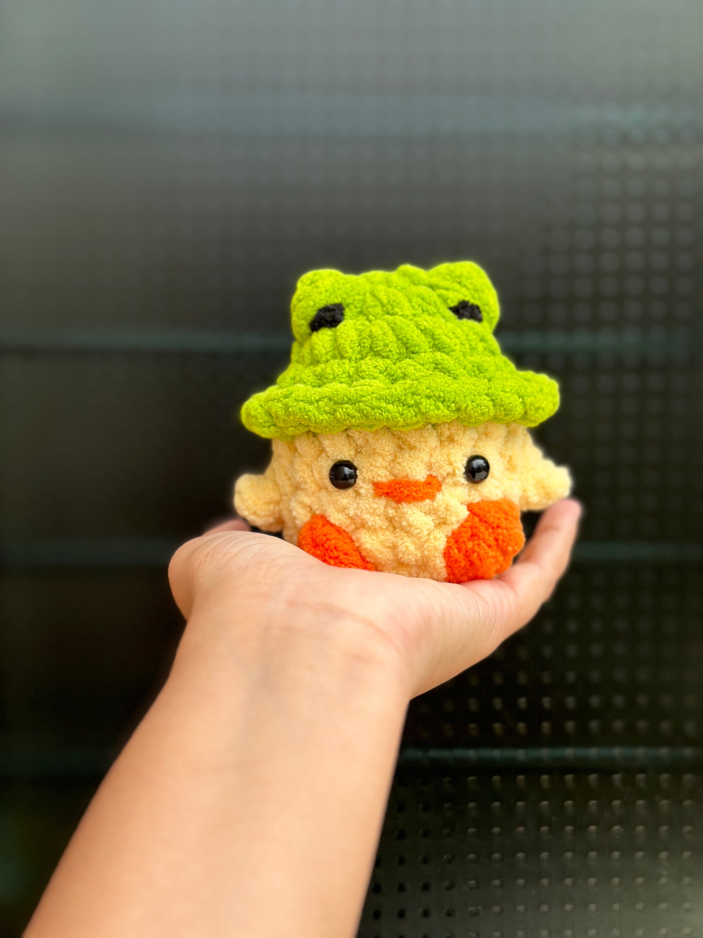 Toy - chick with frog hat