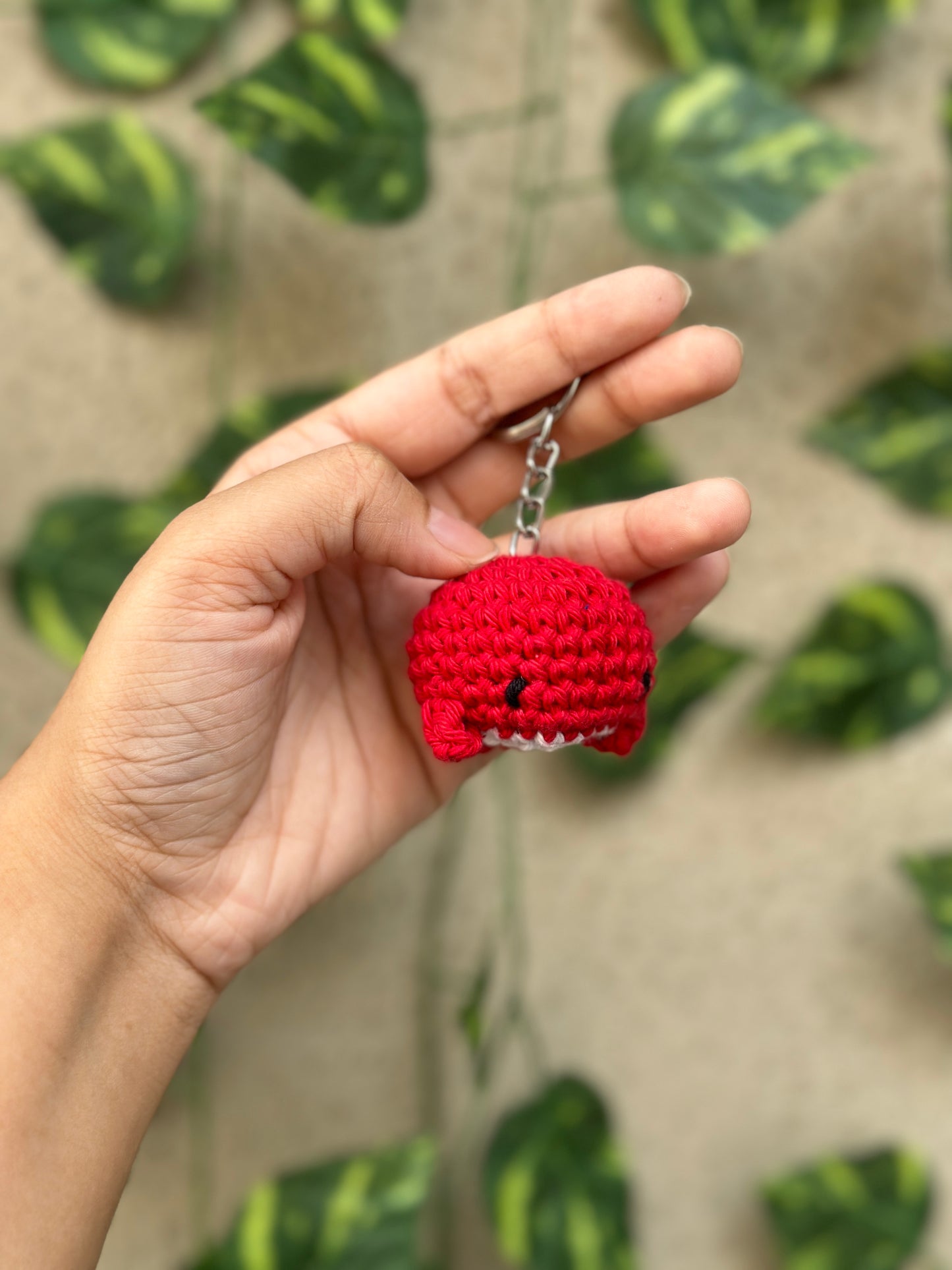 Crochet whale keychain